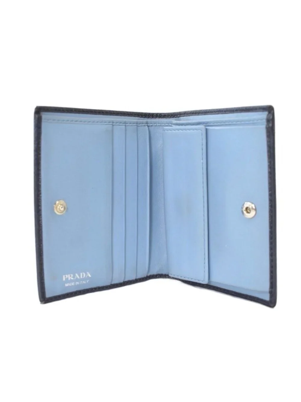 Prada Bifold Wallet Compact Saffiano Leather Navy